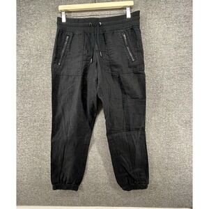 Athleta Cabo Linen Jogger Pants Women Size 6 Petite Black Activewear